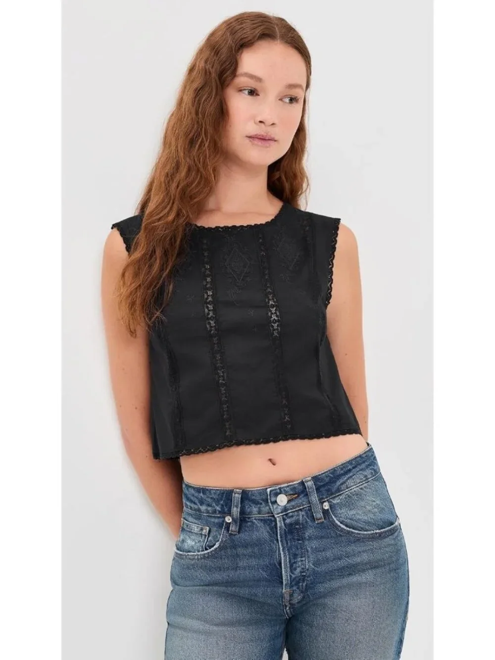 Embroidered Lace-Insert Women's Top - Stylish & Trendy Summer Blouse